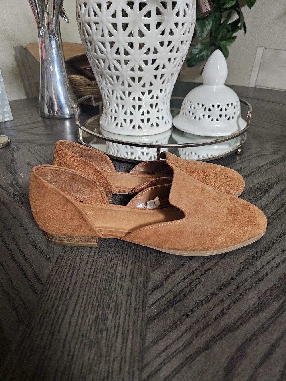 Universal Thread Women's Suede D'Orsay Flats in Rust Orange